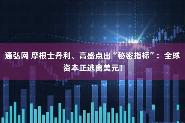 通弘网 摩根士丹利、高盛点出“秘密指标”：全球资本正逃离美元！