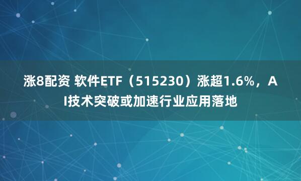涨8配资 软件ETF（515230）涨超1.6%，AI技术突破或加速行业应用落地